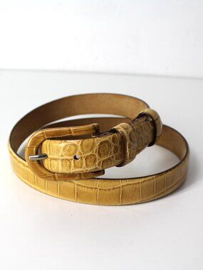 ANN TAYLOR vintage belt Crocodile Alligator Embossed Italy Leather M
